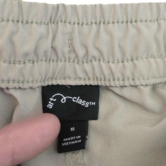 art class Boys Khaki Cargo Jogger Pants with Zip Pockets Size 16 - Picture 4 of 6
